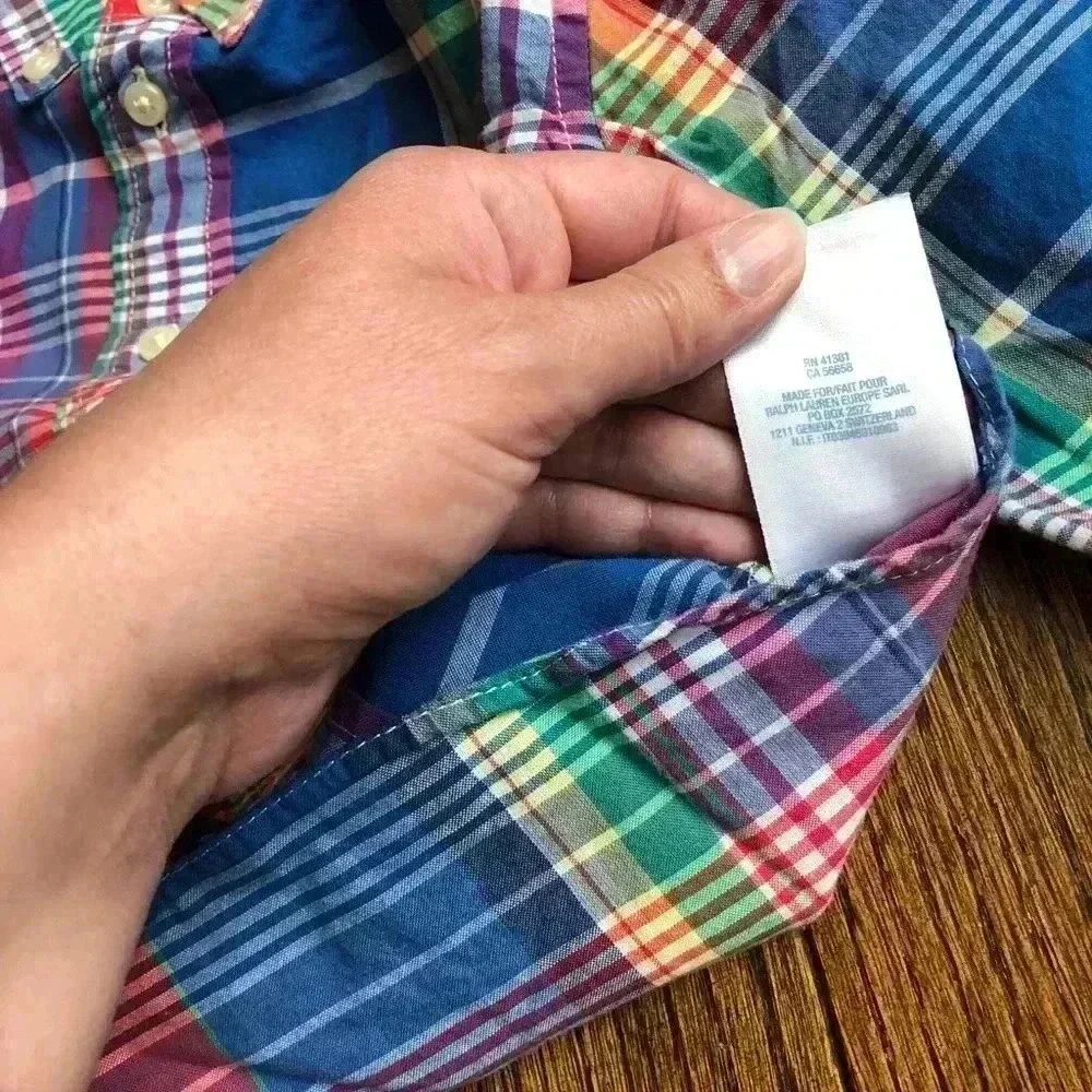 Ralph Lauren Boys 12M 100% Cotton Multi-Color Plaid Button-Down Shirt - EUC! - Picture 10 of 10